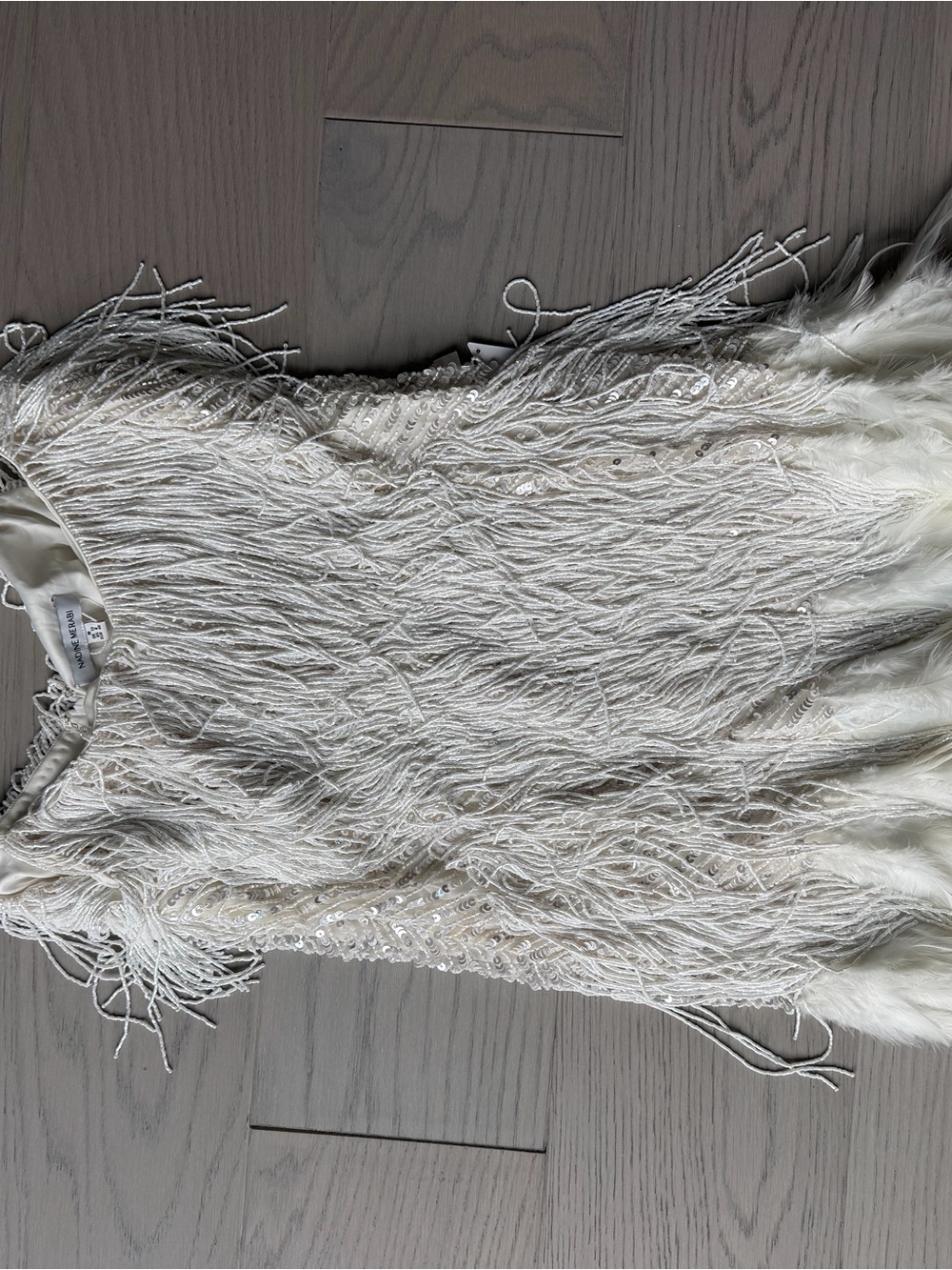 Nadine Merabi Lottie Fringe Feather Minidress - Picture 4 of 6
